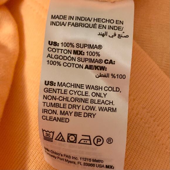 Chico’s Peach Orange Ultimate Tee 2 (Large) Women’s Square Neck 3/4 Sleeve READ - Picture 5 of 14